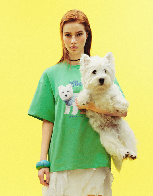 Dog Printed Crew Neck T-Shirt