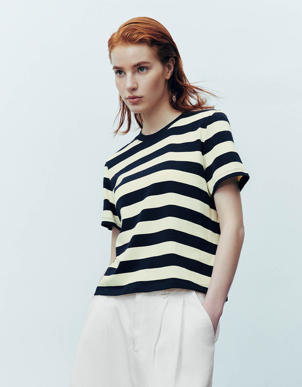 Striped Crew Neck Straight T-Shirt