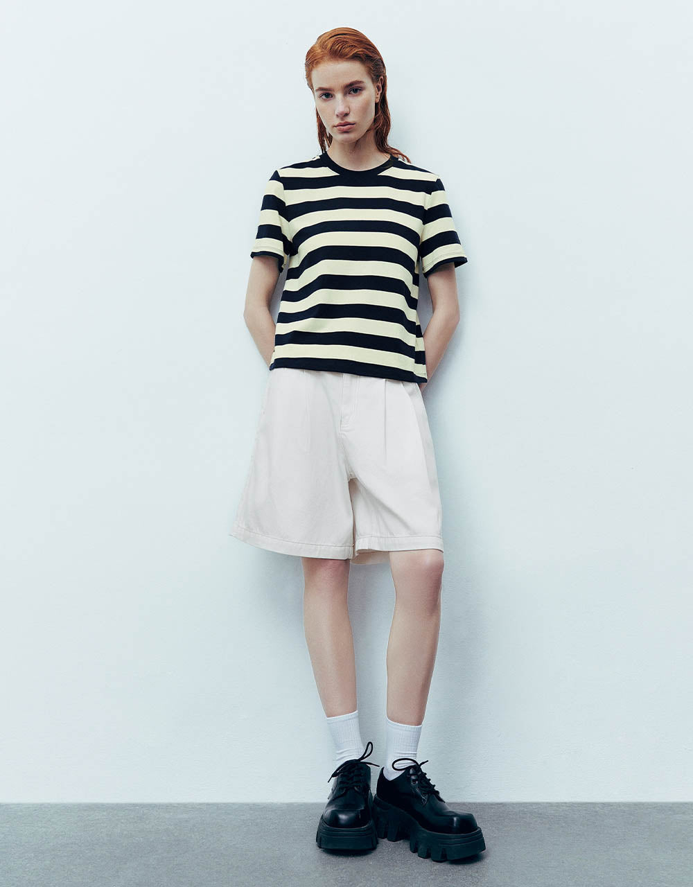 Striped Crew Neck Straight T-Shirt