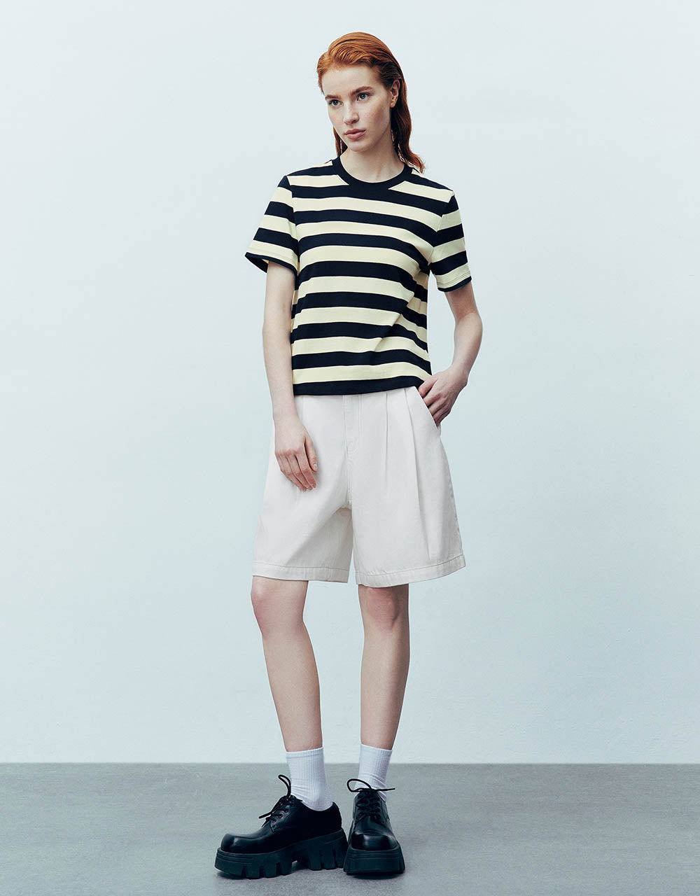 Striped Crew Neck Straight T-Shirt