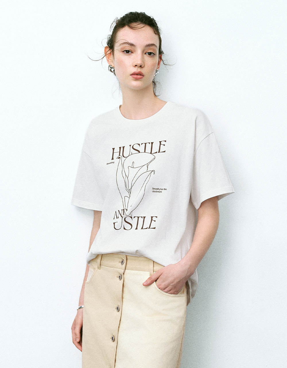 Printed Crew Neck Loose T-Shirt