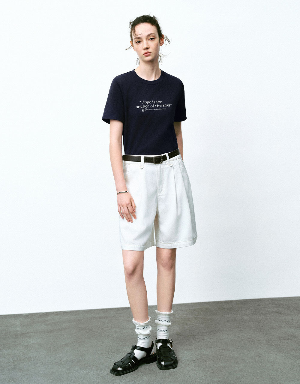 Letter Printed Crew Neck T-Shirt