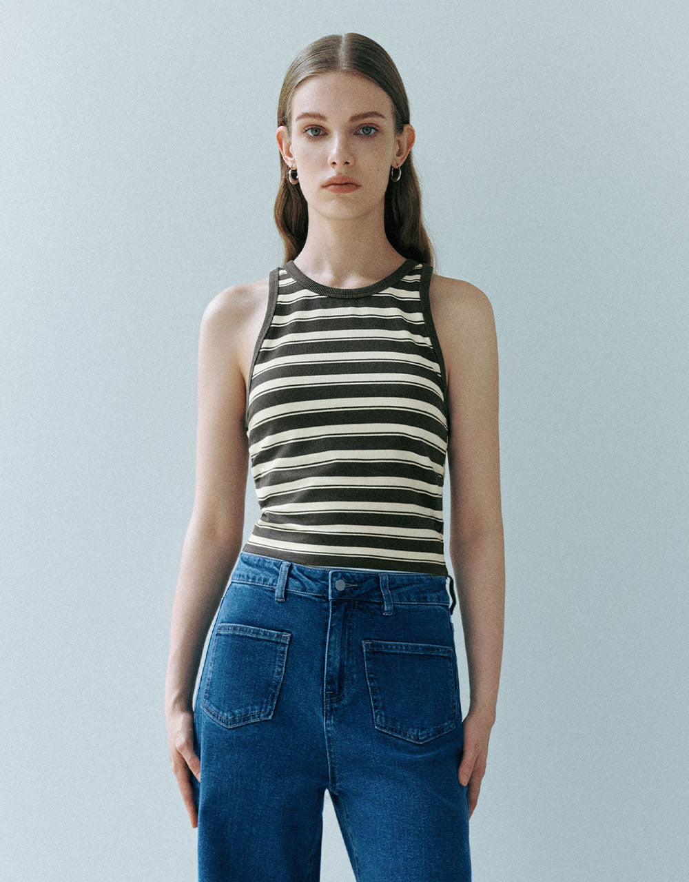 Striped Crew Neck Tank Top