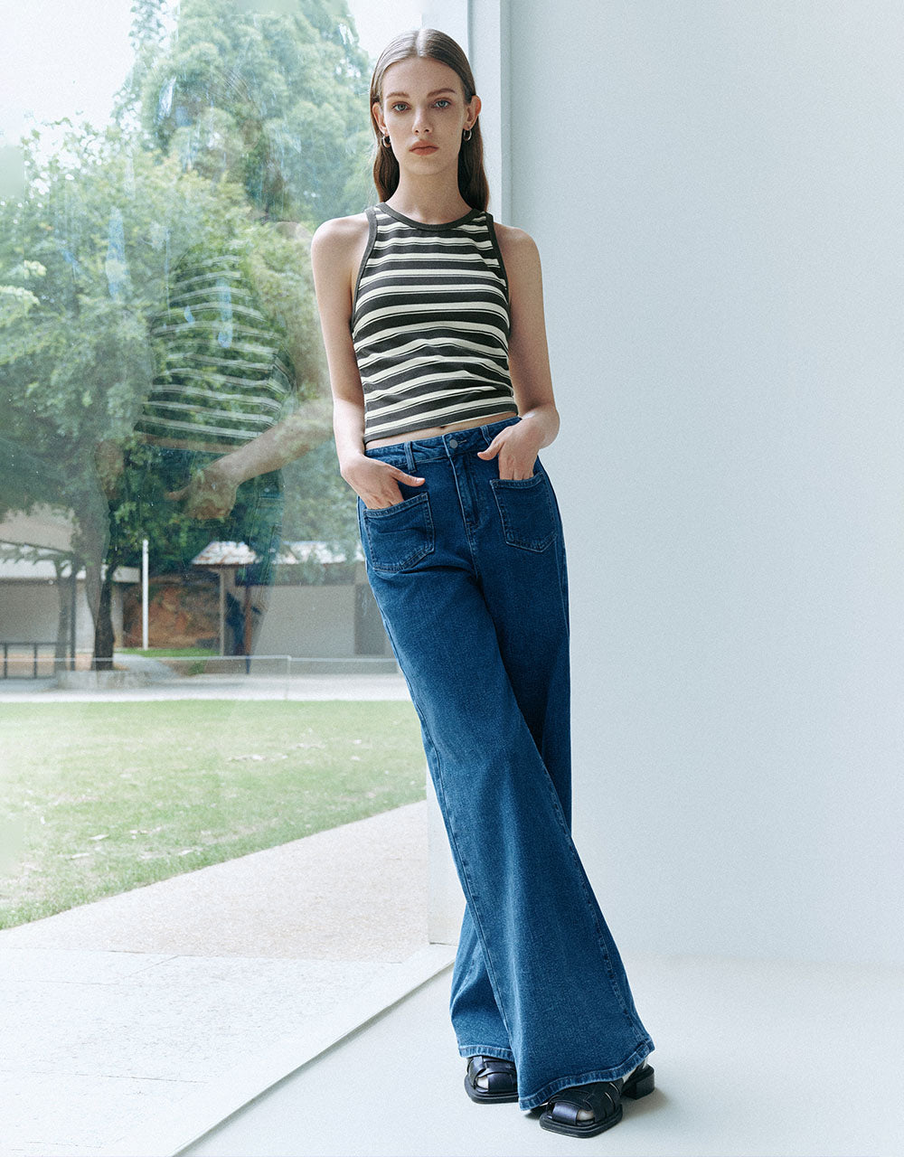 Striped Crew Neck Tank Top