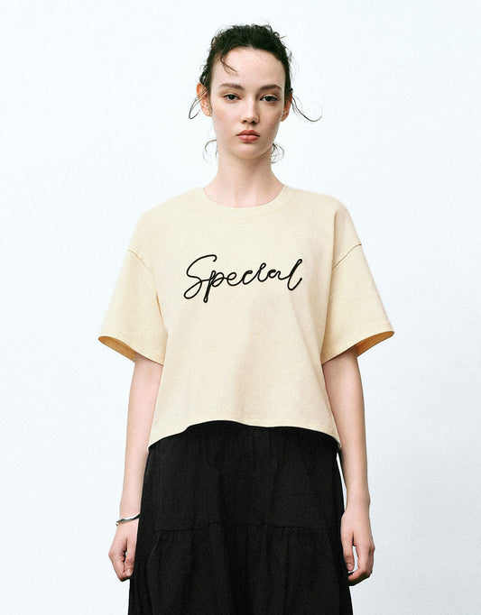 Letter Printed Crew Neck Loose T-Shirt