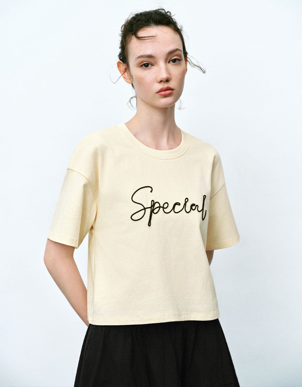 Letter Printed Crew Neck Loose T-Shirt