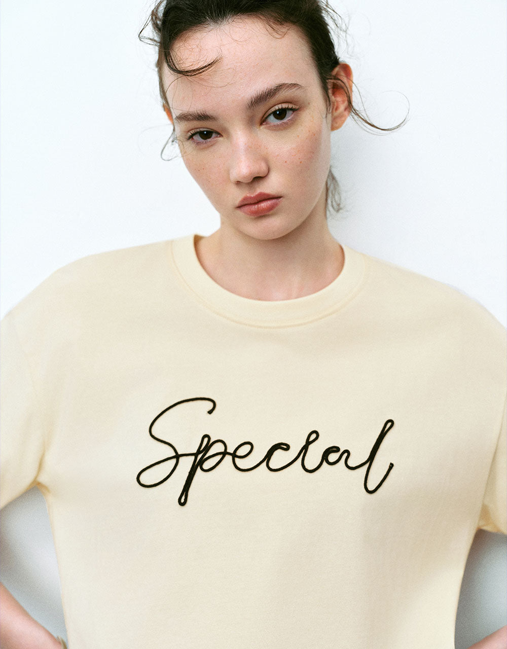 Letter Printed Crew Neck Loose T-Shirt