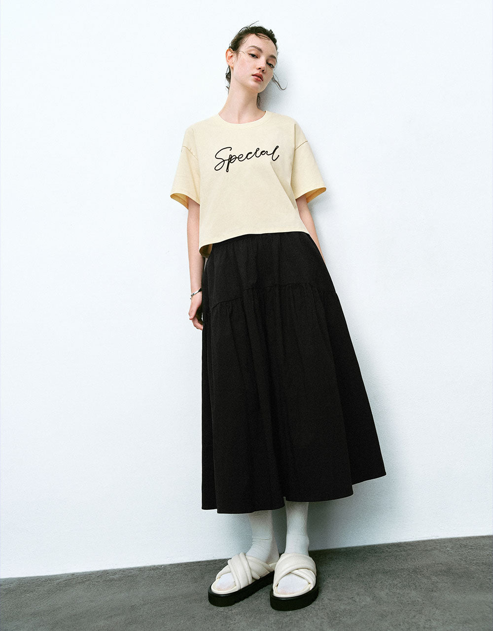 Letter Printed Crew Neck Loose T-Shirt