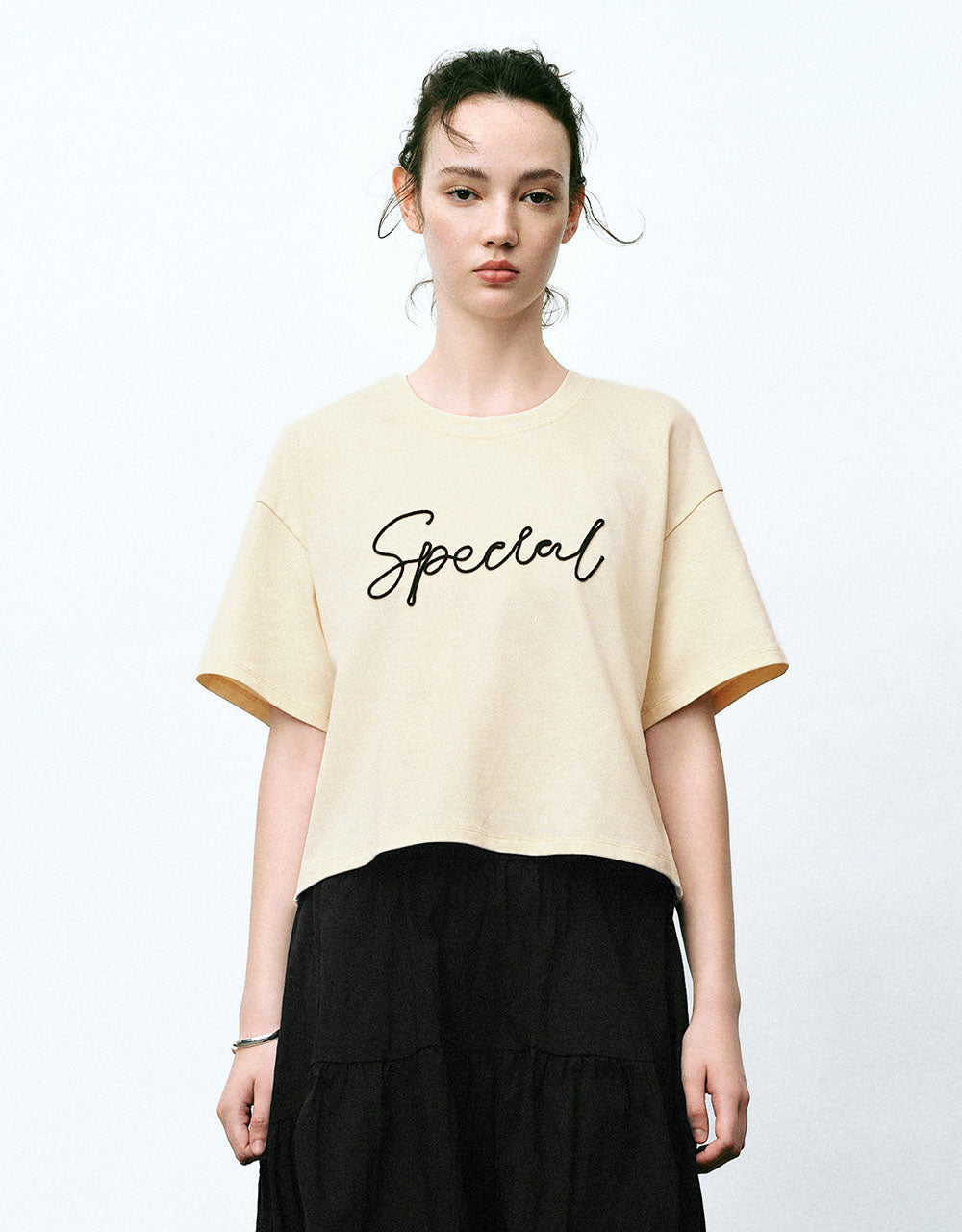 Letter Printed Crew Neck Loose T-Shirt