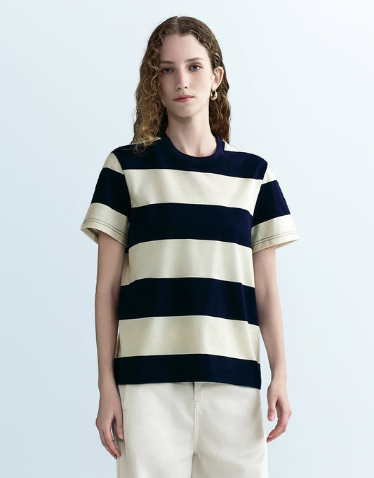 Striped Crew Neck Straight T-Shirt