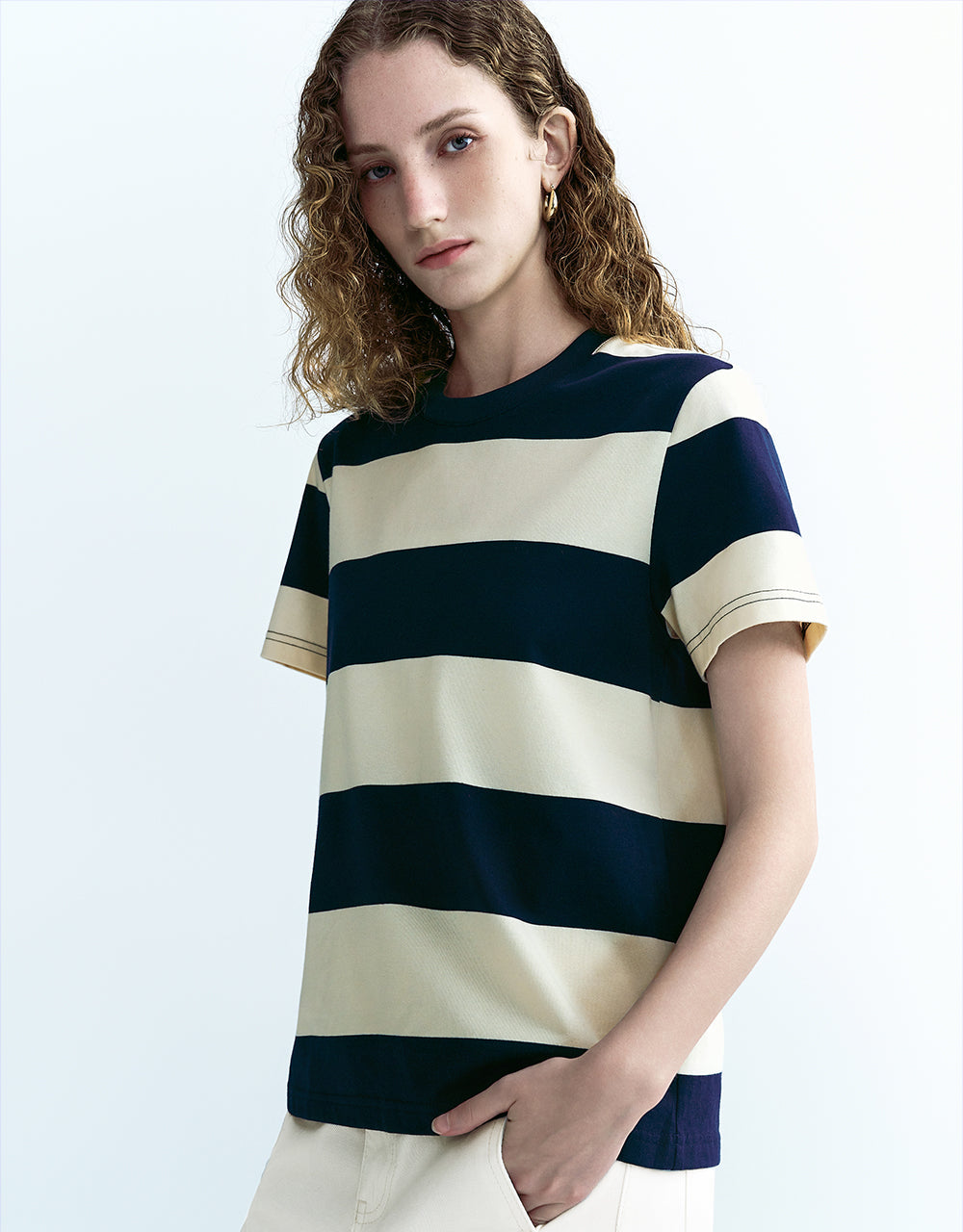 Striped Crew Neck Straight T-Shirt