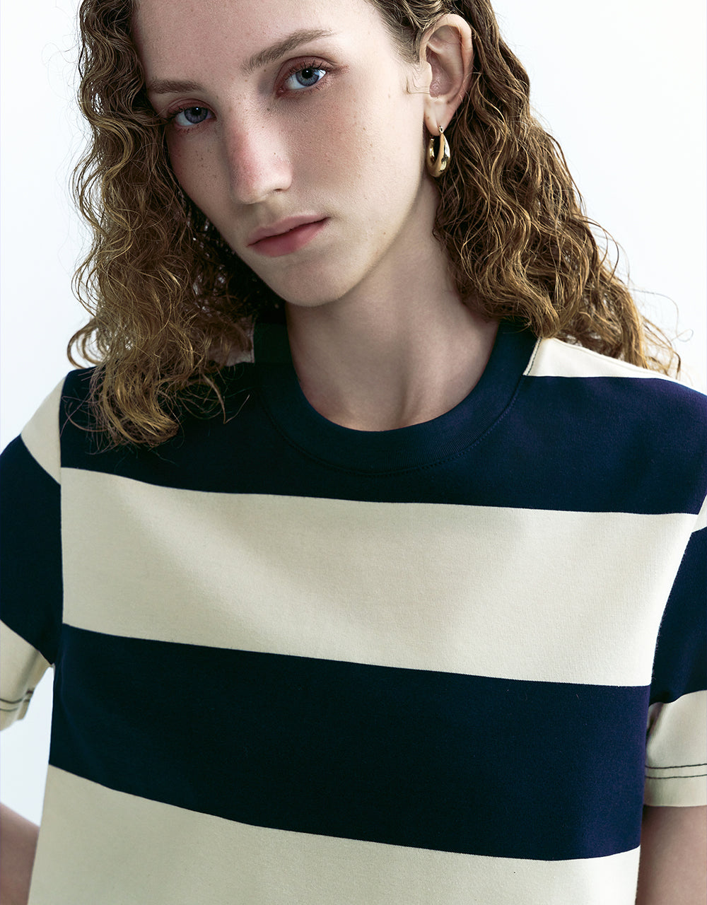 Striped Crew Neck Straight T-Shirt