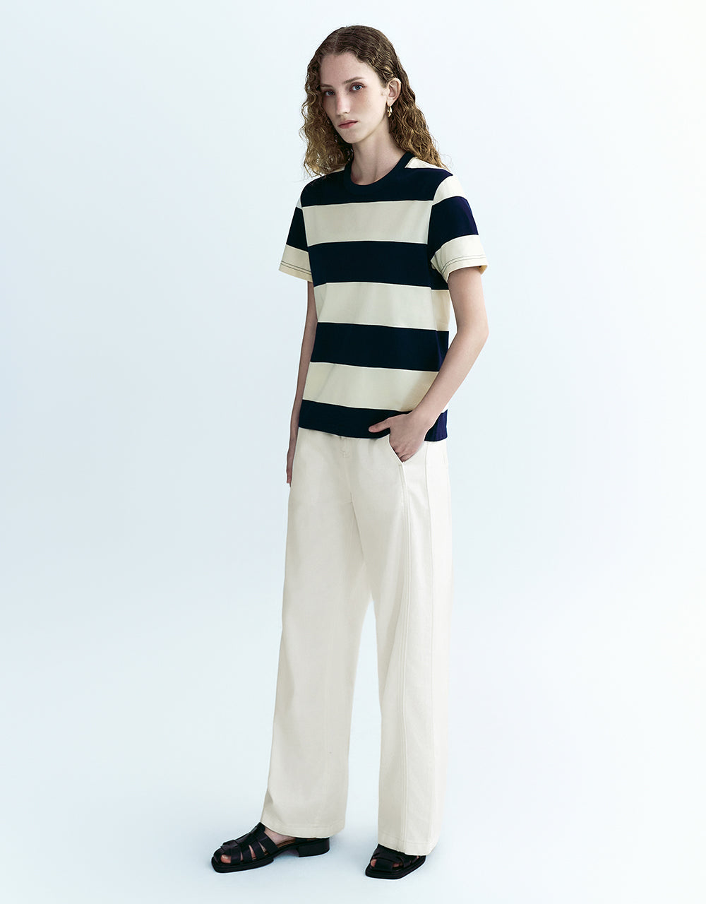 Striped Crew Neck Straight T-Shirt