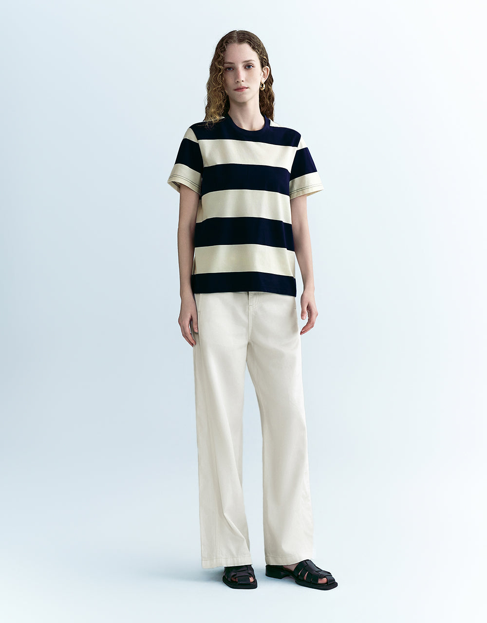 Striped Crew Neck Straight T-Shirt