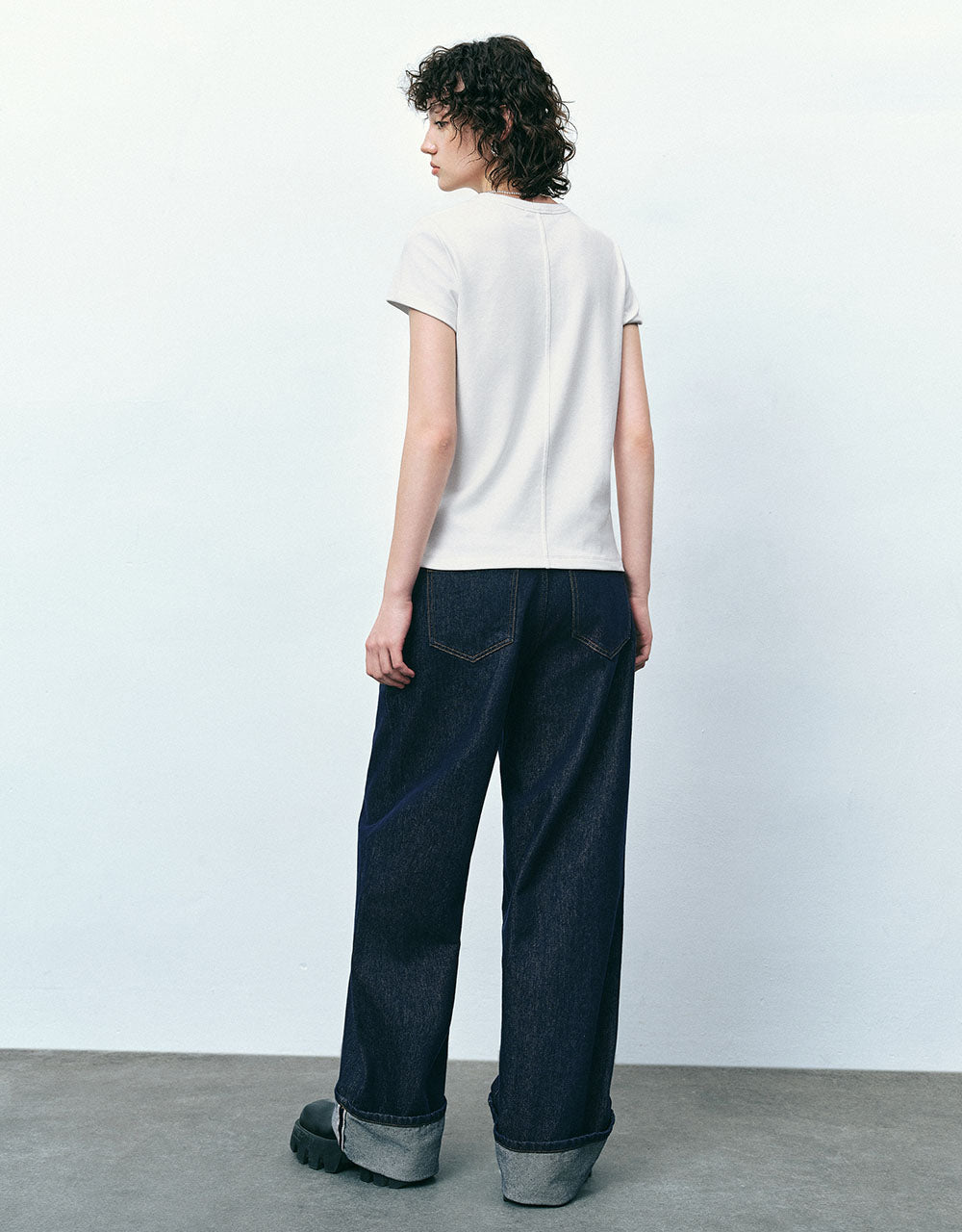 Letter Embossed Crew Neck T-Shirt