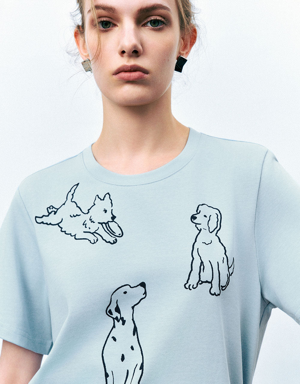 Dog Printed Crew Neck T-Shirt