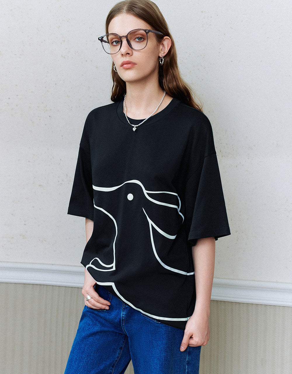 Printed Crew Neck Straight T-Shirt