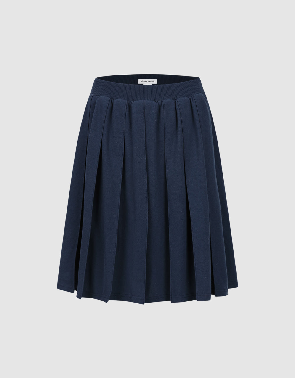 Elastic Waist Midi A-Line Knitted Skirt