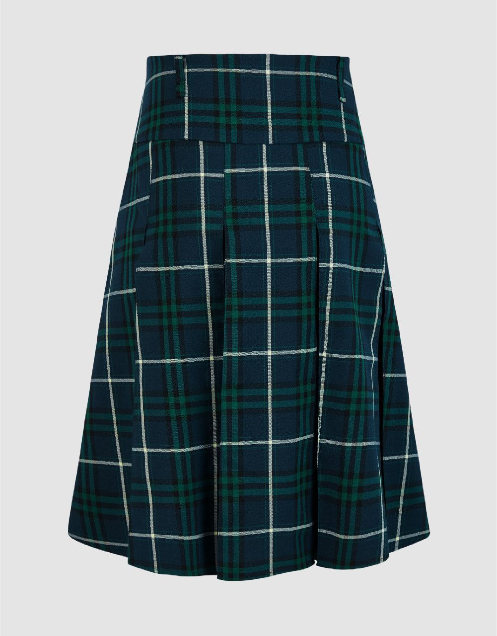 Pleated Plaid Midi A-Line Skirt