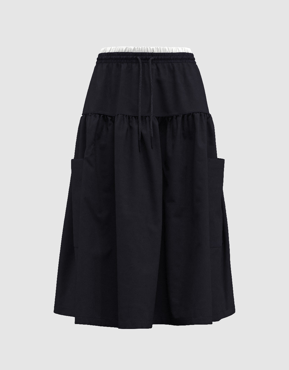 Elastic Waist Midi A-Line Skirt