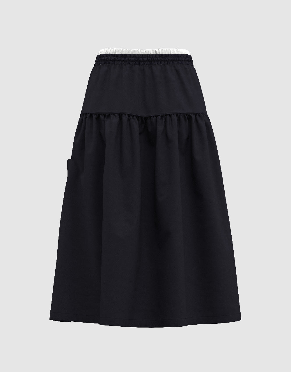 Elastic Waist Midi A-Line Skirt