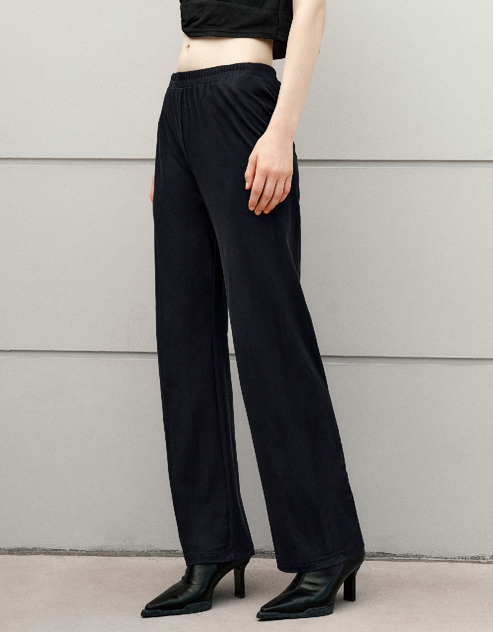 Elastic Waist Knitted Straight Pants