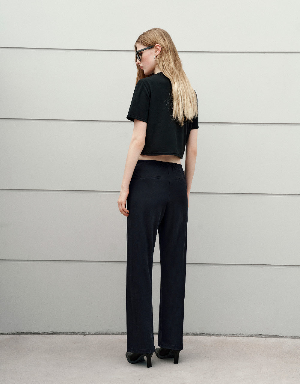 Elastic Waist Knitted Straight Pants