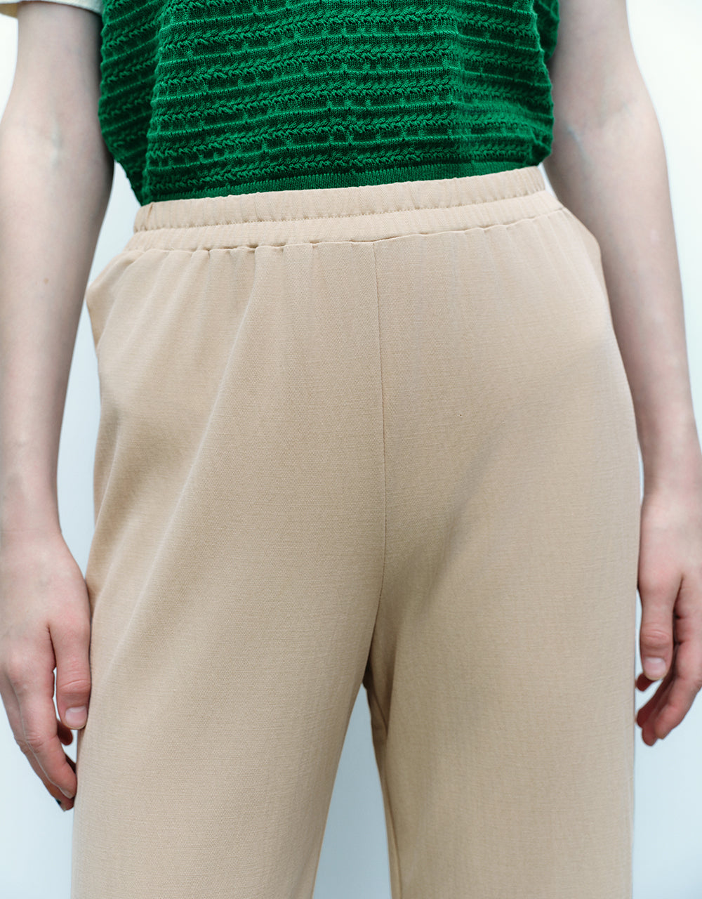 Elastic Waist Knitted Straight Pants