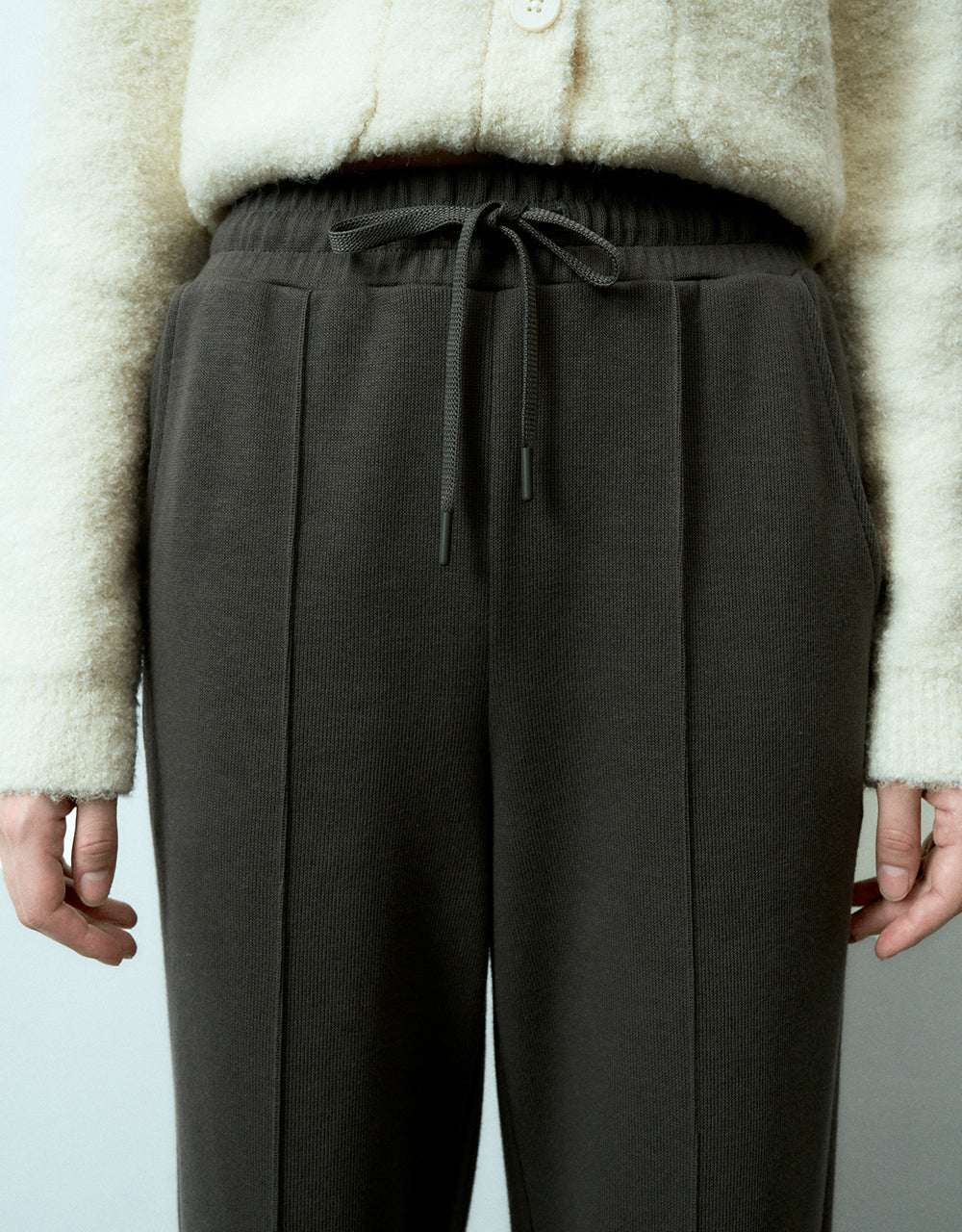 Drawstring Waist Knitted Wide-Leg Pants