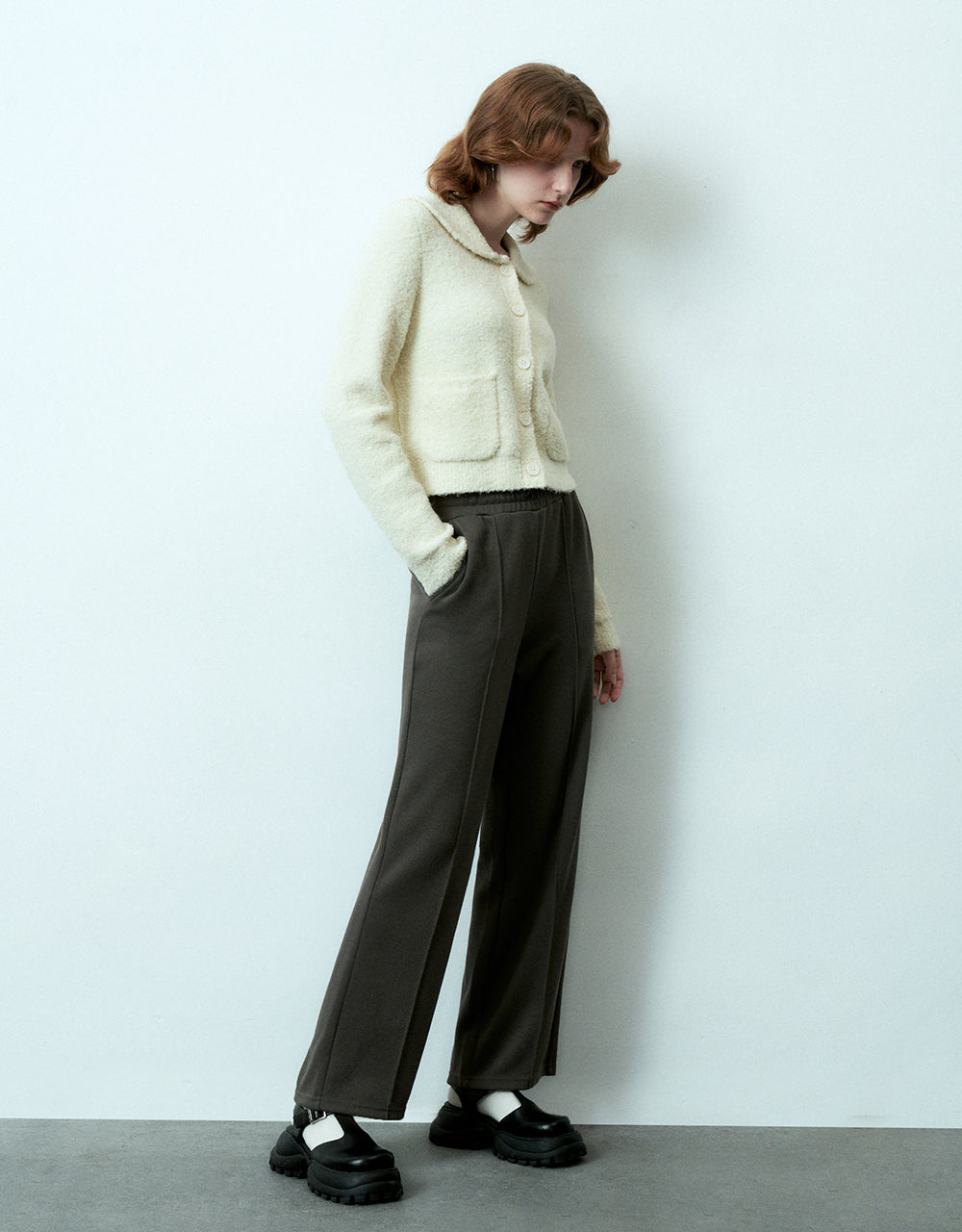 Drawstring Waist Knitted Wide-Leg Pants