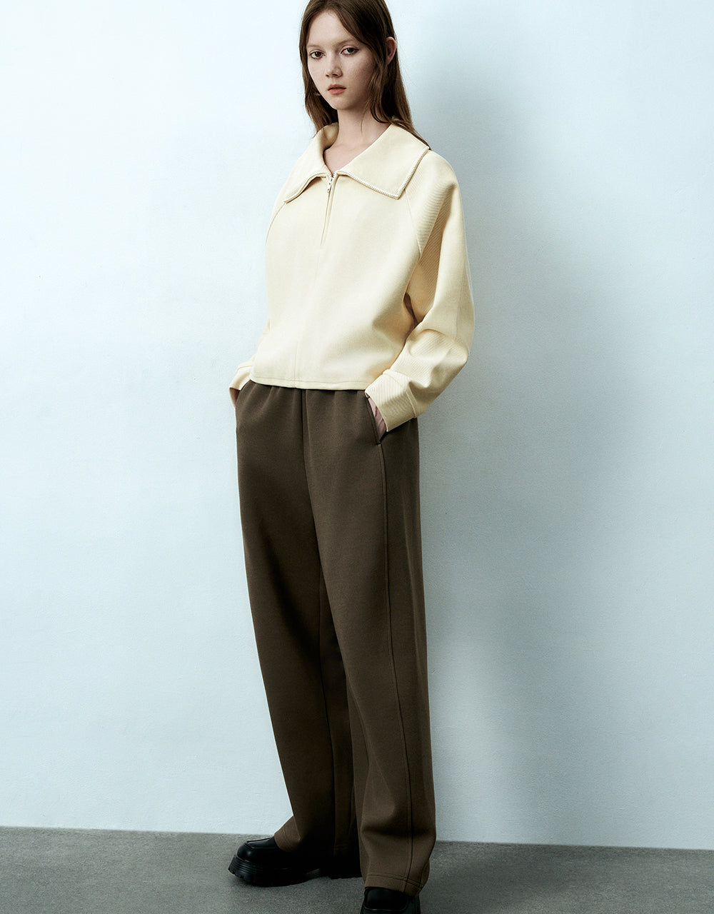 Elastic Waist Knitted Wide-Leg Pants