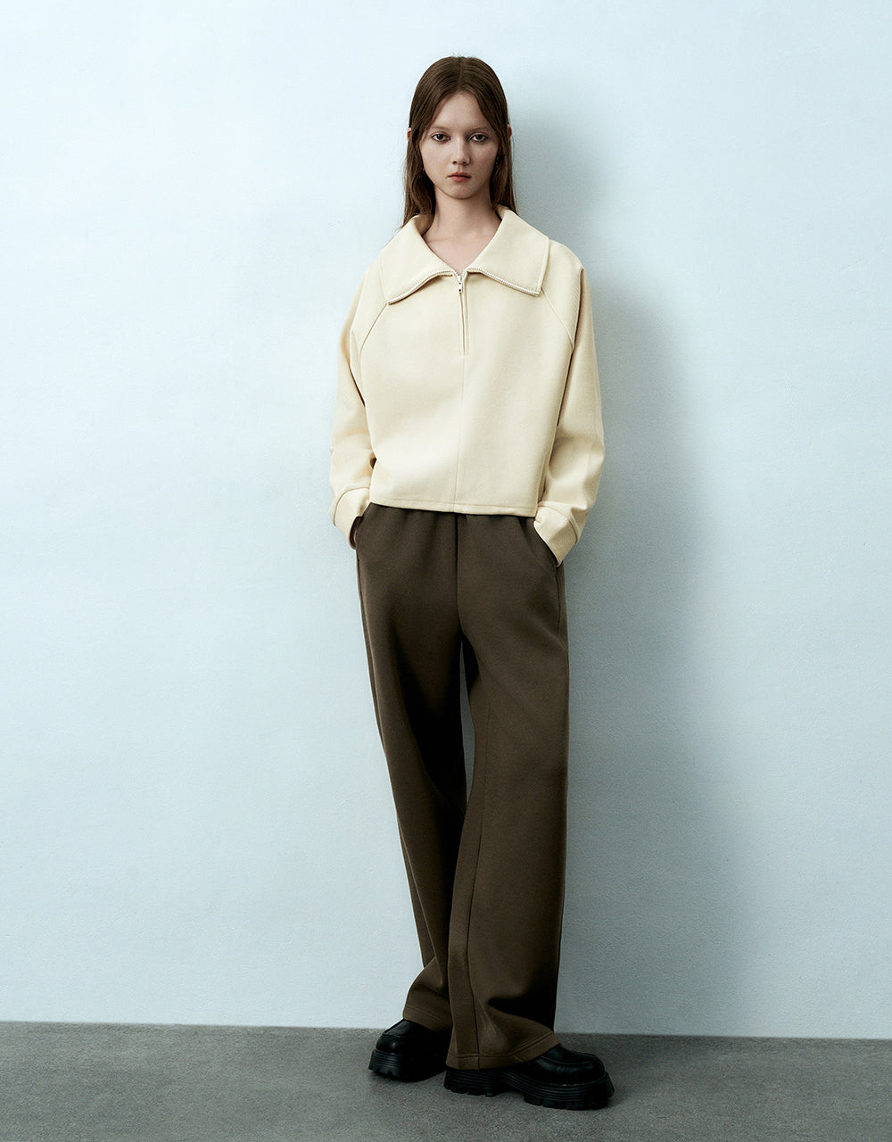 Elastic Waist Knitted Wide-Leg Pants