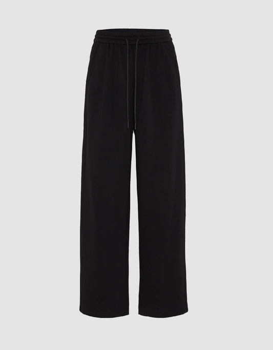 Drawstring Waist Knitted Wide-Leg Pants