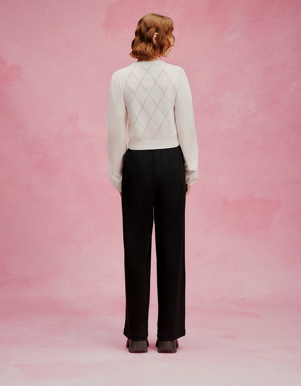 Drawstring Waist Knitted Wide-Leg Pants