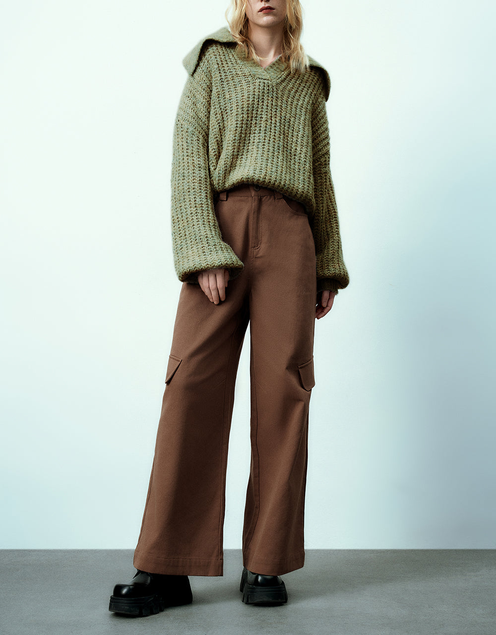 Loose Knitted Wide-Leg Pants