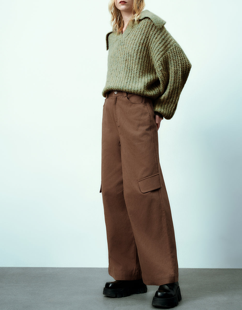 Loose Knitted Wide-Leg Pants