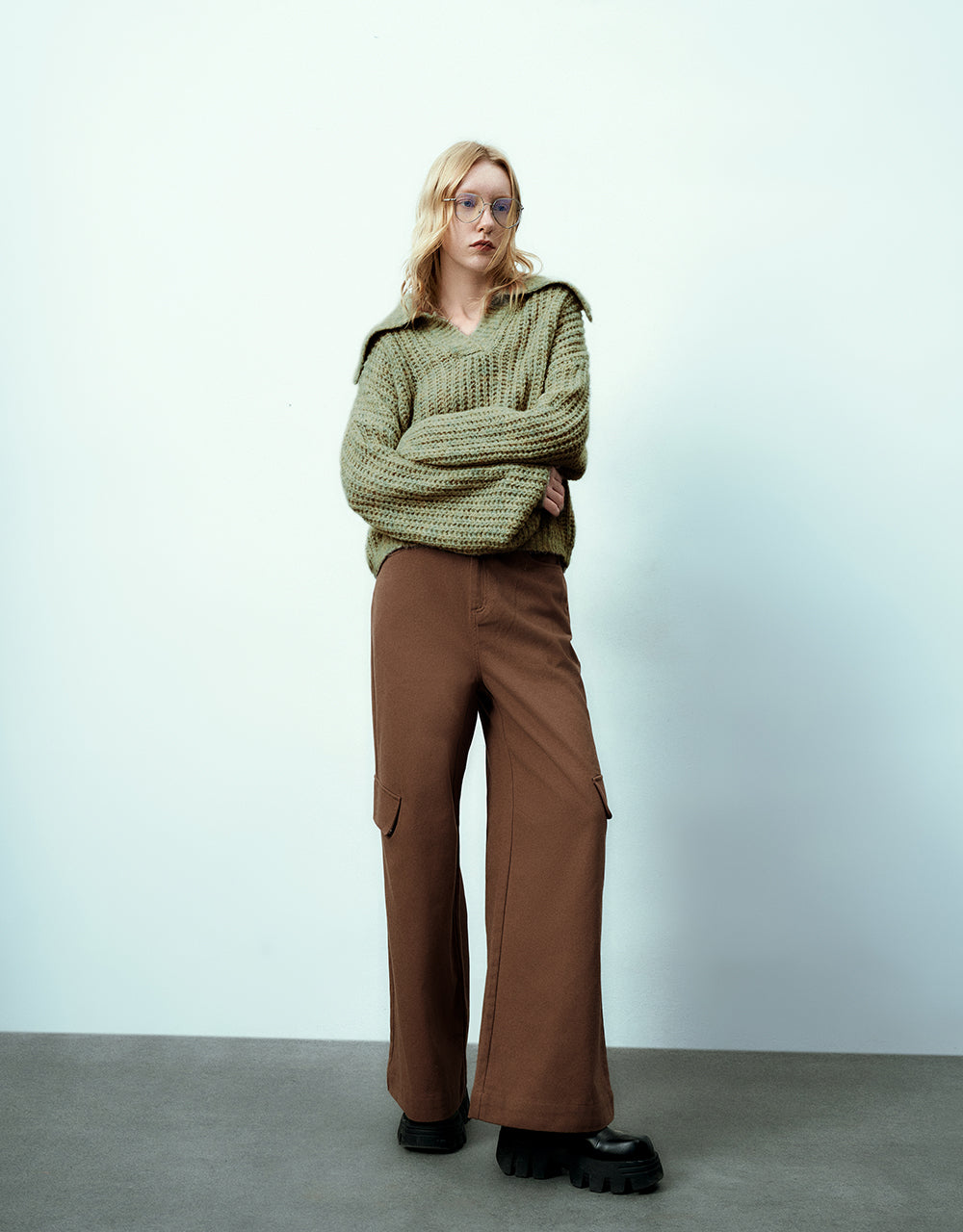 Loose Knitted Wide-Leg Pants