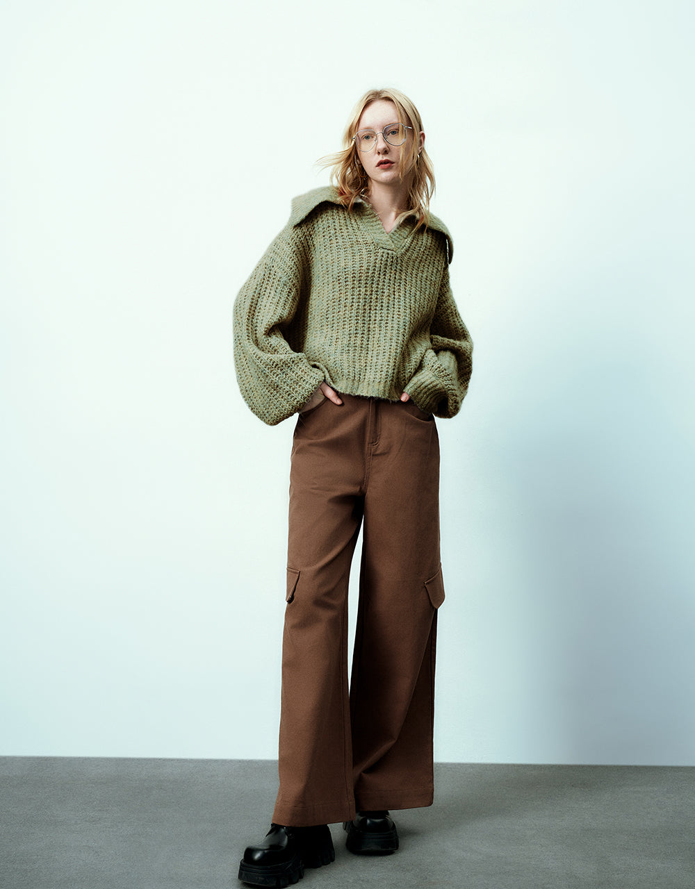 Loose Knitted Wide-Leg Pants