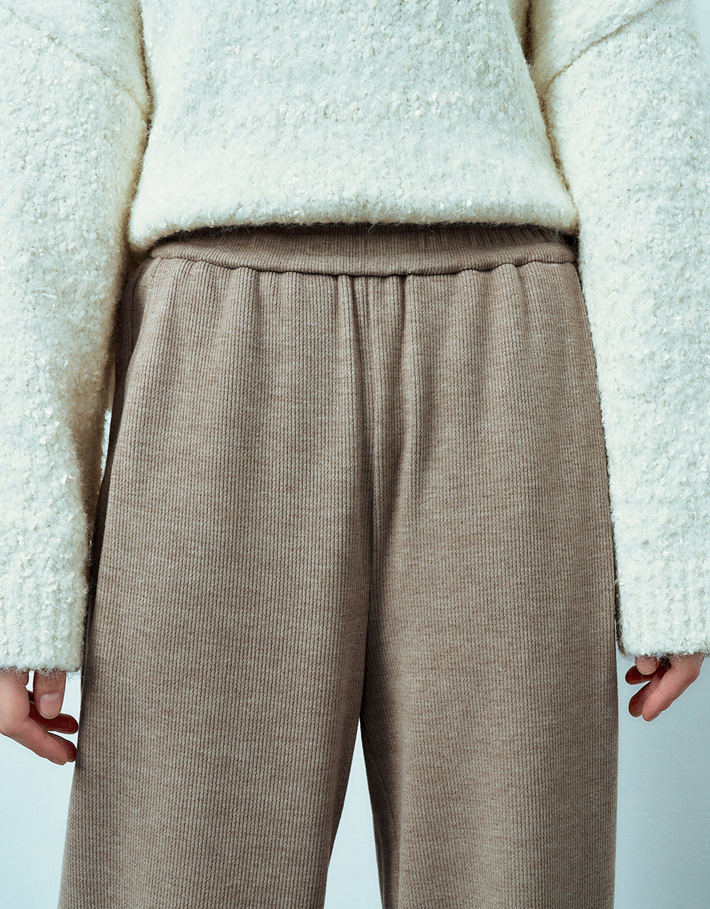 Elastic Waist Knitted Straight Pants