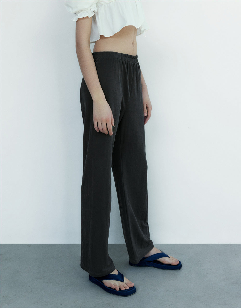 Elastic Waist Knitted Straight Pants