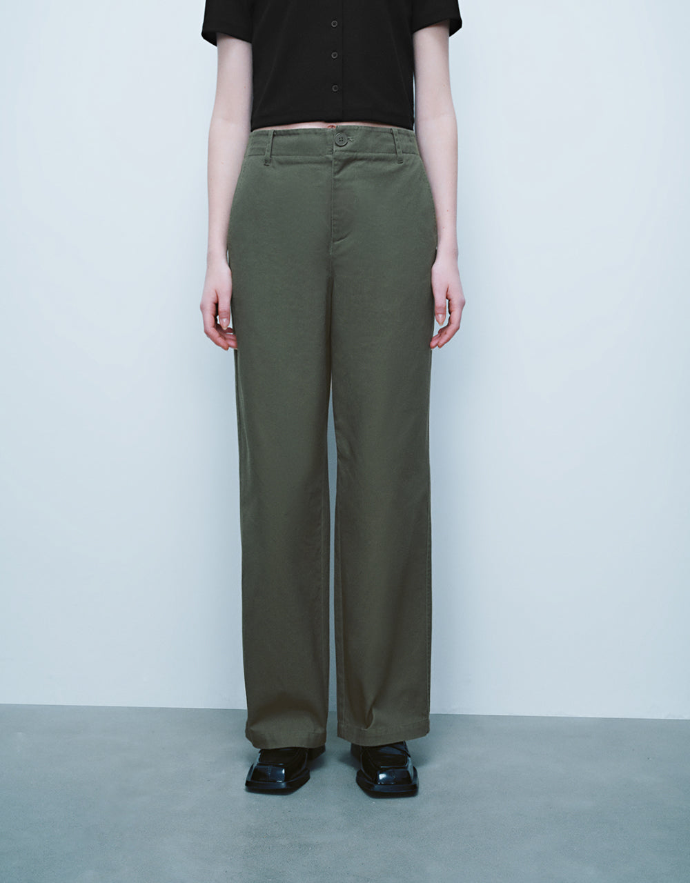 Woven Cropped Straight Pants