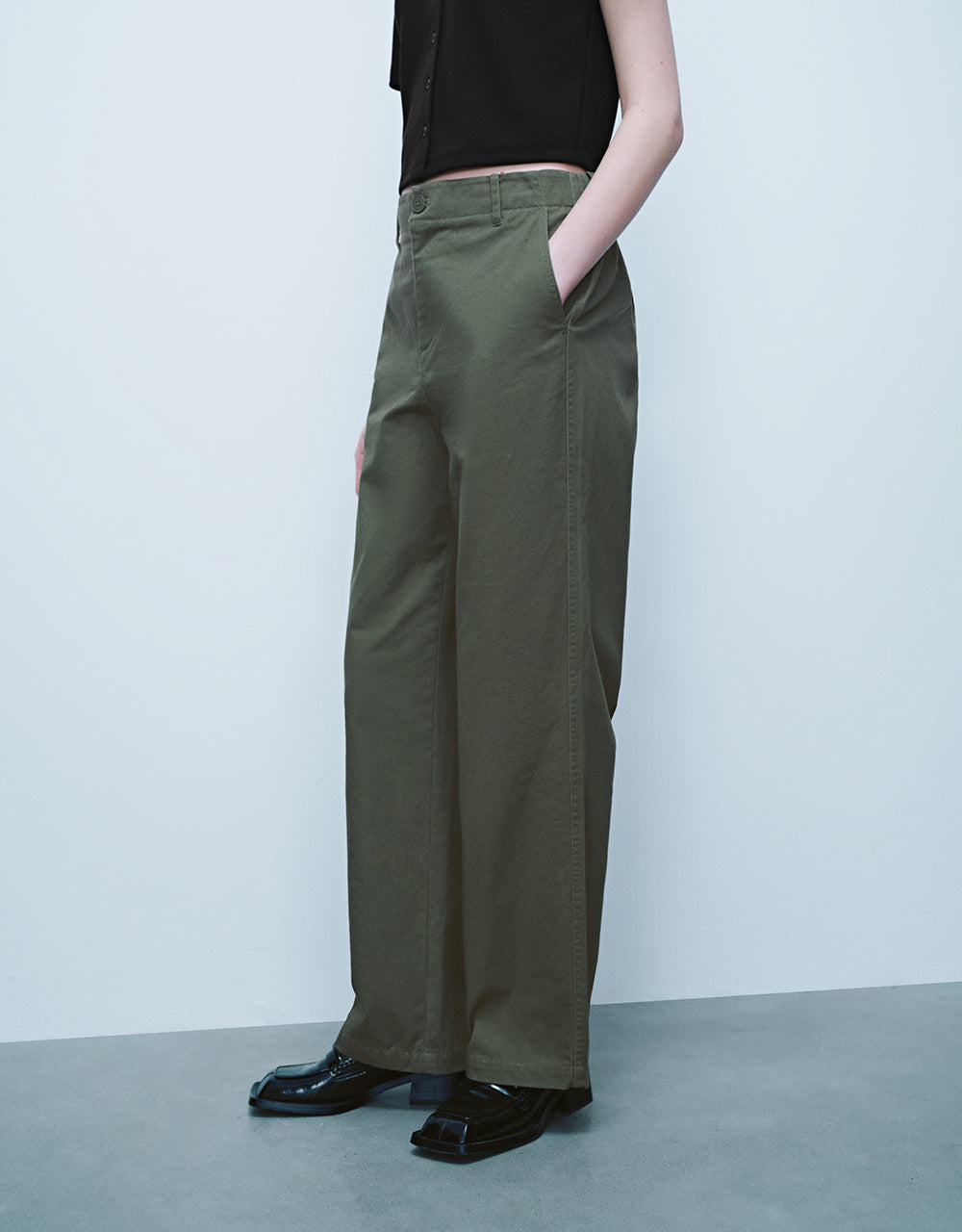 Woven Cropped Straight Pants