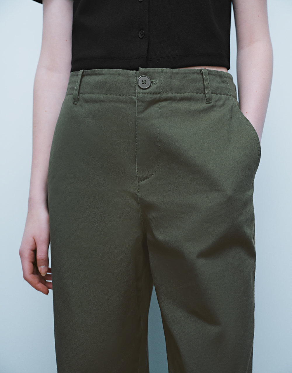 Woven Cropped Straight Pants