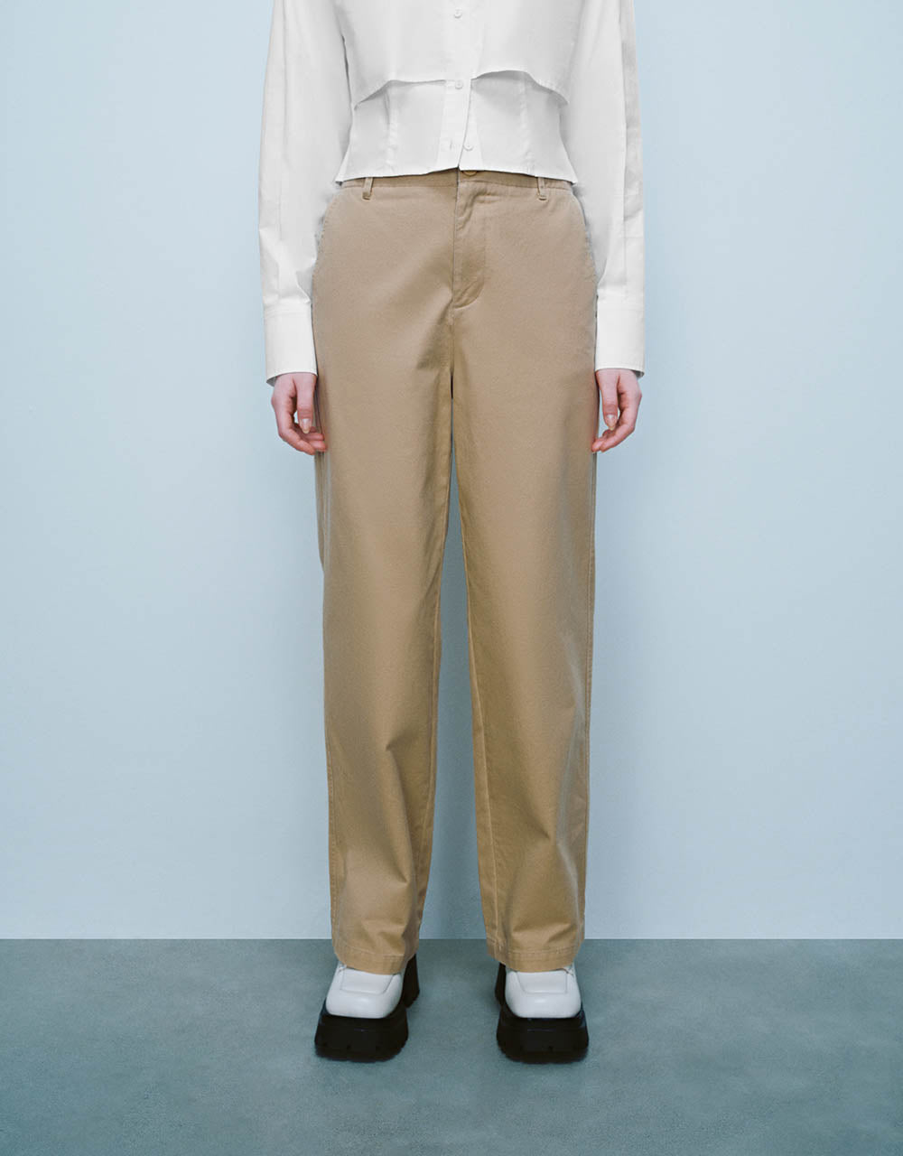 Woven Cropped Straight Pants