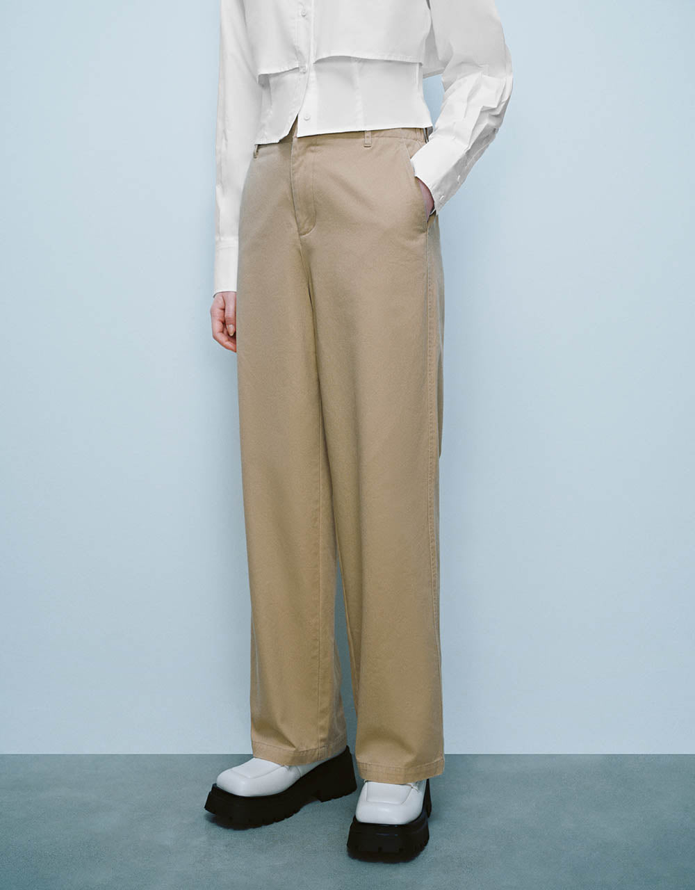 Woven Cropped Straight Pants