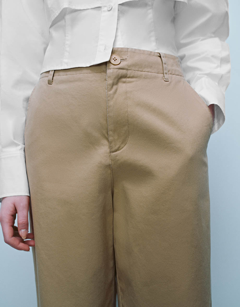 Woven Cropped Straight Pants