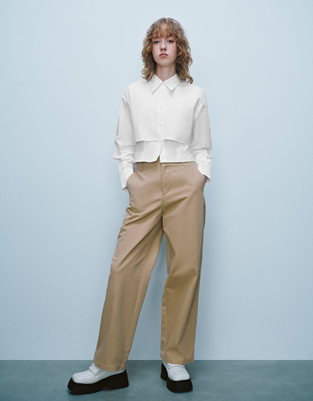 Woven Cropped Straight Pants