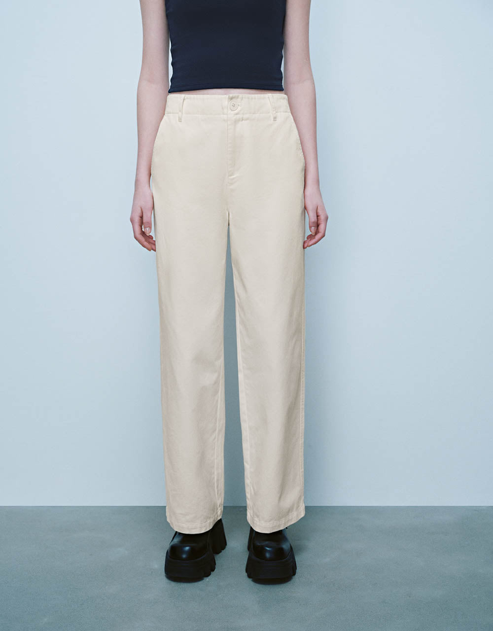 Woven Cropped Straight Pants