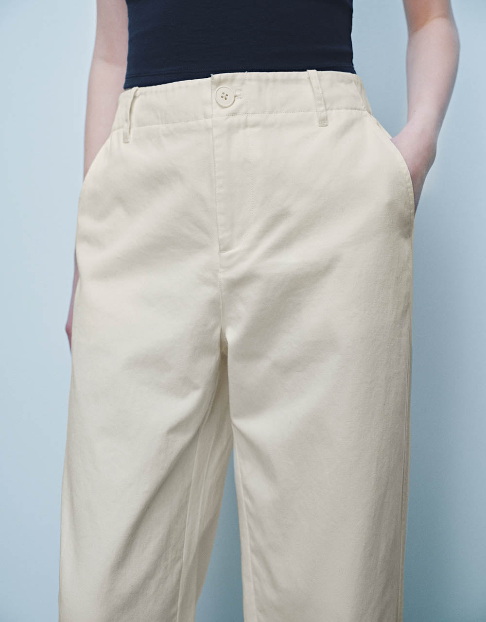 Woven Cropped Straight Pants