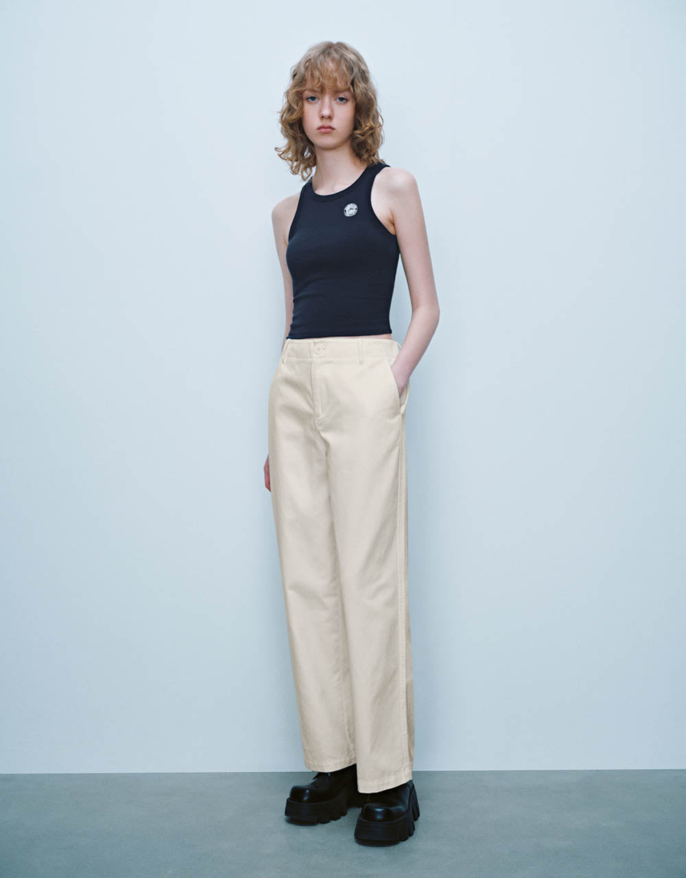 Woven Cropped Straight Pants